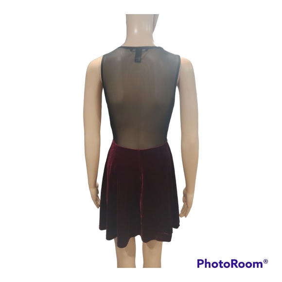 NWOT Forever 21 Velvet Mesh Paneled Skater Dress - Picture 3 of 3